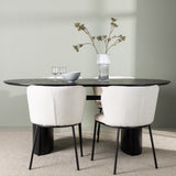 Jídelní stůl Isolde 180*75 – černá / černá MDF + jídelní židle Edina – černá / bílá Boucle _4