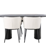 Jídelní stůl Isolde 180*75 – černá / černá MDF + jídelní židle Edina – černá / bílá Boucle _4