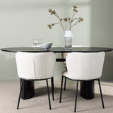 Jídelní stůl Isolde 180*75 – černá / černá MDF + jídelní židle Edina – černá / bílá Boucle _4