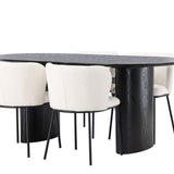 Jídelní stůl Isolde 180*75 – černá / černá MDF + jídelní židle Edina – černá / bílá Boucle _4