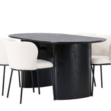 Jídelní stůl Isolde 180*75 – černá / černá MDF + jídelní židle Edina – černá / bílá Boucle _4