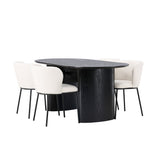 Jídelní stůl Isolde 180*75 – černá / černá MDF + jídelní židle Edina – černá / bílá Boucle _4