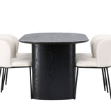 Jídelní stůl Isolde 180*75 – černá / černá MDF + jídelní židle Edina – černá / bílá Boucle _4