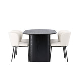 Jídelní stůl Isolde 180*75 – černá / černá MDF + jídelní židle Edina – černá / bílá Boucle _4