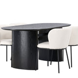 Jídelní stůl Isolde 180*75 – černá / černá MDF + jídelní židle Edina – černá / bílá Boucle _4