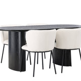 Jídelní stůl Isolde 180*75 – černá / černá MDF + jídelní židle Edina – černá / bílá Boucle _4