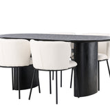 Jídelní stůl Isolde 180*75 – černá / černá MDF + jídelní židle Edina – černá / bílá Boucle _4