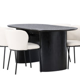 Jídelní stůl Isolde 180*75 – černá / černá MDF + jídelní židle Edina – černá / bílá Boucle _4