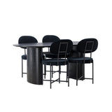 Jídelní stůl Isolde 180*75 – černá / černá MDF + jídelní židle Stella – černá / černý samet _4