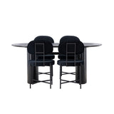 Jídelní stůl Isolde 180*75 – černá / černá MDF + jídelní židle Stella – černá / černý samet _4