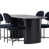 Jídelní stůl Isolde 180*75 – černá / černá MDF + jídelní židle Stella – černá / černý samet _4