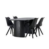 Jídelní stůl Isolde 180*75 - Černá / Černá MDF + Jídelní židle Zeno - Černá / Černá PP _4
