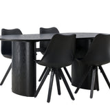 Jídelní stůl Isolde 180*75 - Černá / Černá MDF + Jídelní židle Zeno - Černá / Černá PP _4