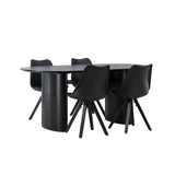 Jídelní stůl Isolde 180*75 - Černá / Černá MDF + Jídelní židle Zeno - Černá / Černá PP _4