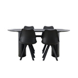 Jídelní stůl Isolde 180*75 - Černá / Černá MDF + Jídelní židle Zeno - Černá / Černá PP _4