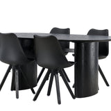 Jídelní stůl Isolde 180*75 - Černá / Černá MDF + Jídelní židle Zeno - Černá / Černá PP _4