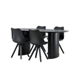 Jídelní stůl Isolde 180*75 - Černá / Černá MDF + Jídelní židle Zeno - Černá / Černá PP _4