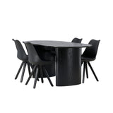 Jídelní stůl Isolde 180*75 - Černá / Černá MDF + Jídelní židle Zeno - Černá / Černá PP _4