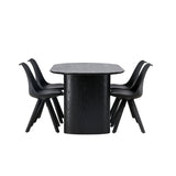 Jídelní stůl Isolde 180*75 - Černá / Černá MDF + Jídelní židle Zeno - Černá / Černá PP _4