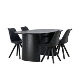 Jídelní stůl Isolde 180*75 - Černá / Černá MDF + Jídelní židle Zeno - Černá / Černá PP _4