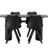 Jídelní stůl Isolde 180*75 - Černá / Černá MDF + Jídelní židle Zeno - Černá / Černá PP _4