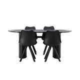 Jídelní stůl Isolde 180*75 - Černá / Černá MDF + Jídelní židle Zeno - Černá / Černá PP _4