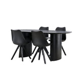 Jídelní stůl Isolde 180*75 - Černá / Černá MDF + Jídelní židle Zeno - Černá / Černá PP _4