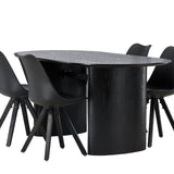 Jídelní stůl Isolde 180*75 - Černá / Černá MDF + Jídelní židle Zeno - Černá / Černá PP _4