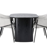 Isolde Jídelní stůl 180*75 - Černá / Černá MDF + Jídelní židle Evelina - Černá / Světle šedá Velvet _4