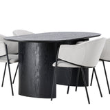 Isolde Jídelní stůl 180*75 - Černá / Černá MDF + Jídelní židle Evelina - Černá / Světle šedá Velvet _4