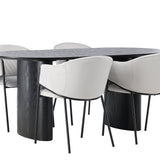 Isolde Jídelní stůl 180*75 - Černá / Černá MDF + Jídelní židle Evelina - Černá / Světle šedá Velvet _4