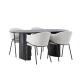 Isolde Jídelní stůl 180*75 - Černá / Černá MDF + Jídelní židle Evelina - Černá / Světle šedá Velvet _4