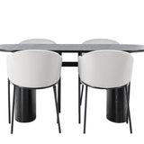 Isolde Jídelní stůl 180*75 - Černá / Černá MDF + Jídelní židle Evelina - Černá / Světle šedá Velvet _4