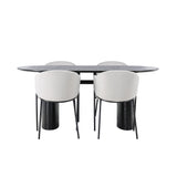 Isolde Jídelní stůl 180*75 - Černá / Černá MDF + Jídelní židle Evelina - Černá / Světle šedá Velvet _4