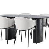 Isolde Jídelní stůl 180*75 - Černá / Černá MDF + Jídelní židle Evelina - Černá / Světle šedá Velvet _4