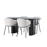 Isolde Jídelní stůl 180*75 - Černá / Černá MDF + Jídelní židle Evelina - Černá / Světle šedá Velvet _4