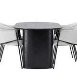 Isolde Jídelní stůl 180*75 - Černá / Černá MDF + Jídelní židle Evelina - Černá / Světle šedá Velvet _4