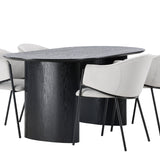 Isolde Jídelní stůl 180*75 - Černá / Černá MDF + Jídelní židle Evelina - Černá / Světle šedá Velvet _4