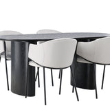 Isolde Jídelní stůl 180*75 - Černá / Černá MDF + Jídelní židle Evelina - Černá / Světle šedá Velvet _4