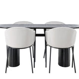 Isolde Jídelní stůl 180*75 - Černá / Černá MDF + Jídelní židle Evelina - Černá / Světle šedá Velvet _4