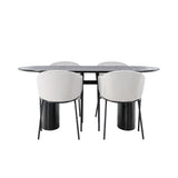 Isolde Jídelní stůl 180*75 - Černá / Černá MDF + Jídelní židle Evelina - Černá / Světle šedá Velvet _4