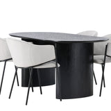 Isolde Jídelní stůl 180*75 - Černá / Černá MDF + Jídelní židle Evelina - Černá / Světle šedá Velvet _4