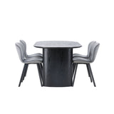 Jídelní stůl Isolde 180*75 - Černá / Černá MDF + Jídelní židle Lilja - Černá / Tmavě šedá látka _4