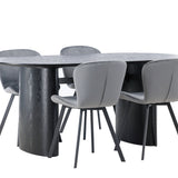 Jídelní stůl Isolde 180*75 - Černá / Černá MDF + Jídelní židle Lilja - Černá / Tmavě šedá látka _4