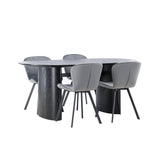 Jídelní stůl Isolde 180*75 - Černá / Černá MDF + Jídelní židle Lilja - Černá / Tmavě šedá látka _4
