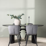 Jídelní stůl Isolde 180*75 - Černá / Černá MDF + Jídelní židle Lilja - Černá / Tmavě šedá látka _4