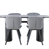 Jídelní stůl Isolde 180*75 - Černá / Černá MDF + Jídelní židle Lilja - Černá / Tmavě šedá látka _4