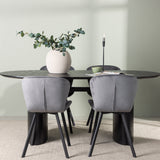 Jídelní stůl Isolde 180*75 - Černá / Černá MDF + Jídelní židle Lilja - Černá / Tmavě šedá látka _4