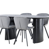 Jídelní stůl Isolde 180*75 - Černá / Černá MDF + Jídelní židle Lilja - Černá / Tmavě šedá látka _4