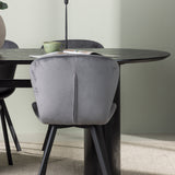 Jídelní stůl Isolde 180*75 - Černá / Černá MDF + Jídelní židle Lilja - Černá / Tmavě šedá látka _4